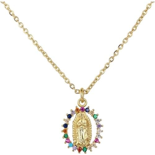 Cz Marily Buddha rainbow Necklace Pendant Choker Colorful Copper snake chain Necklace Jewelry zircons Accessories for Women
