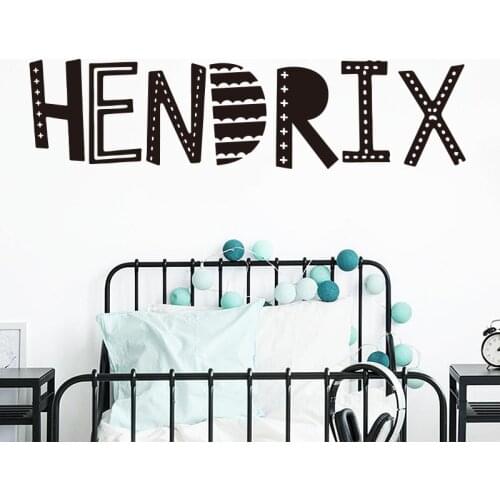 Personalized Name Scandinavian Boho Wall Sticker Baby Nursery Kids Room Custom Name Wall Decal Boy Room Bedroom Vinyl Decor