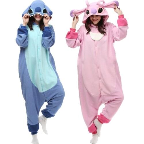 Unicorn Kigurumi New Animal Unisex Adult Blue Stitch Onesie Pajamas Cartoon Soft Fleece Halloween Family Party Costumes Jumpsuit