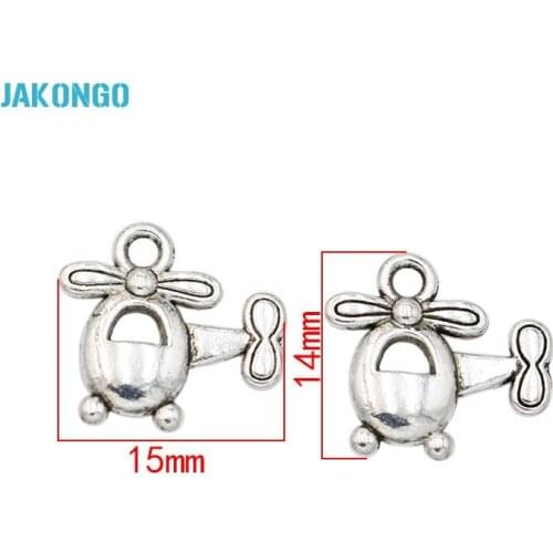 20PCS Tibetan Silver Plated Helicopters Charms Pendants for Jewelry Making Bracelet Craft DIY Handmade 14x15mm
