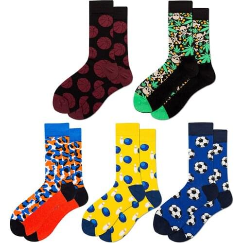 Happy Womens Socks Sport Soccer Basketball Skull Math Dollars SunFlower Painting Personality Harajuku Funny Socks Female Male