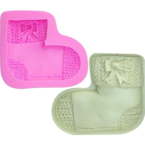 M0252 Silicone cake molds, silicone molds Wool texture Christmas socks, chocolate molds, baking cake decorating tools