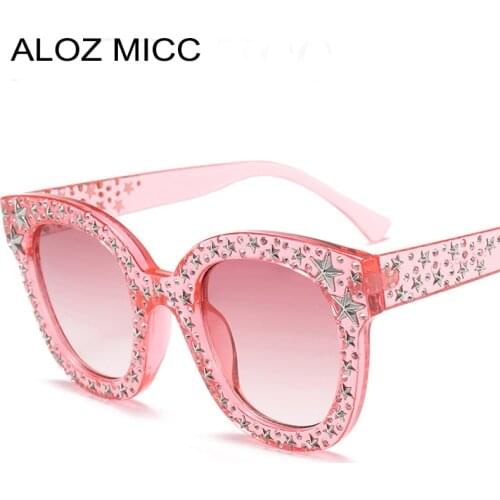 New Women Cat eye Diamond Sunglasses Luxury Brand Vintage Sunglasses Ladies Oversize Crystal Eyewear Oculos De Sol UV400 Q11