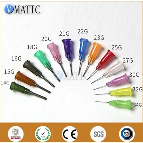 Free Shipping Non-Sterilized 1000Pcs 14/15/16/18/20/21/22/23/25/27G 1/2" Inch Spiral Interface Liquid Dispensing Needle