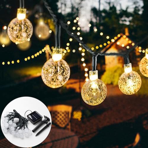 30/50 LEDs Crystal ball 6.5M/9.5M Solar Lamp Power LED String Fairy Lights For Home Outdoor Garlands Garden Christmas Decor