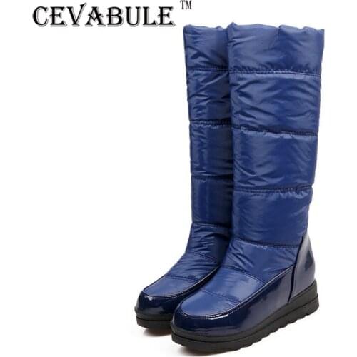 Keep Warm Windproof and Prevent Snow Simple Stitching Down Cloth English Slope Casual Boots High Boots Thick Fur Snow Boots TYX