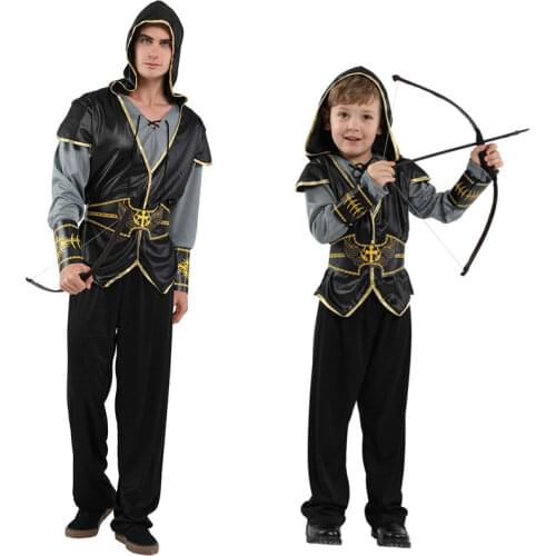 Umorden Adult Child Kids Indian Prince Costume Archer Hunter Huntsman Cosplay Fantasia Halloween Costumes for Men Boys