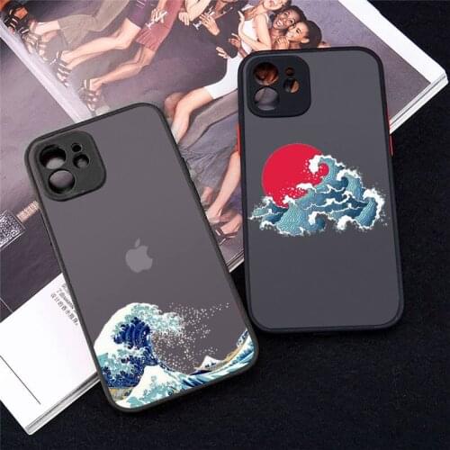 Waves Phone Case For iPhone 12 11 Mini Pro XR XS Max 7 8 Plus X Matte transparent cover