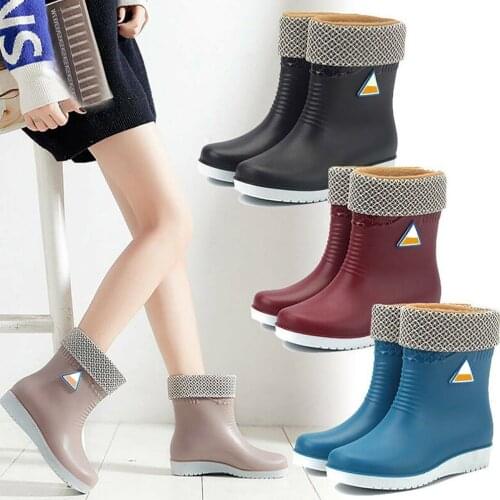 Women Winter Waterproof Rain Shoes Outdoor Anti Skid Flat Ankle Boots -OPK