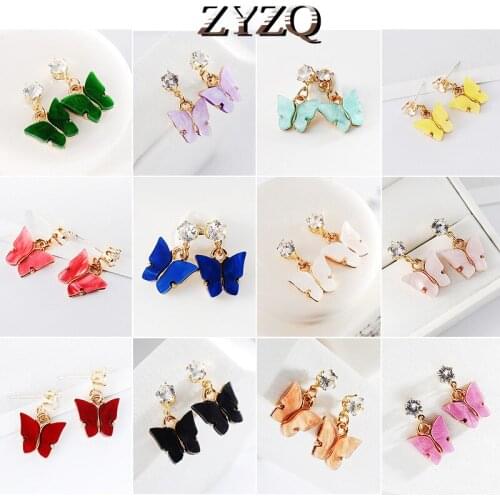 ZYZQ Fashion Wild Sweet Color Acrylic Butterfly Earrings Simple Personality Ins Wind Earrings For Women