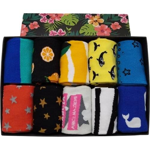 10 Pairs/Pack Men Woman Luxury Colorful Cotton Fun Novelty Dress Socks Unisex Crazy Funky Cool Cute Design Happy Crew Socks