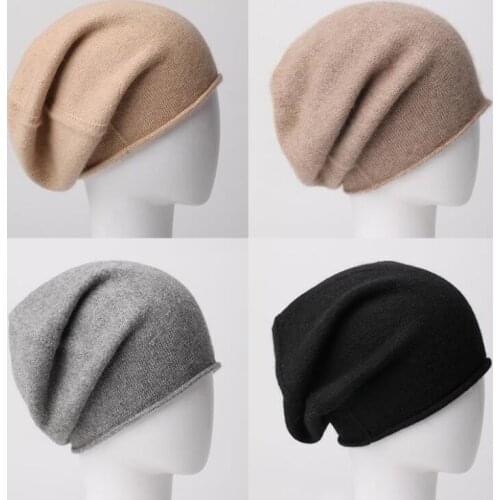 100%Cashmere Hat Women Gray Skullies Beanies Unisex Cap Natural Fabric Fashion Soft Warm Hats Men Hot Selling Free Shipping