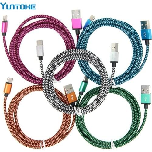 100pcs 3FT 6FT 10FT Type USB C Cable Fabric Nylon Braided Copper Type-C USB Charger for Samsung S8 Note 8