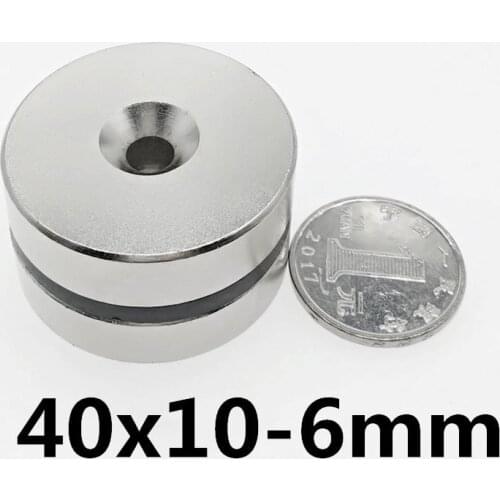 2/5/10 pcs Strong Cylinder Rare Earth Countersunk Magnet 40*10/Hole 6 Hole 10mm Round Magnetic Magnets N35 40x10-6/10mm