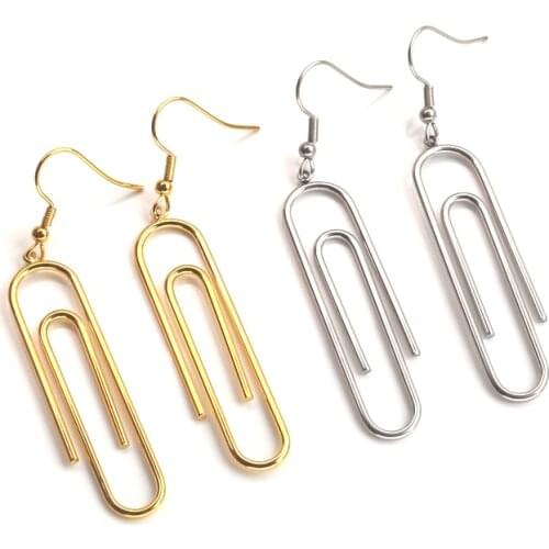 Innopes 2019 fashion Double Loop long Geometric Dangle earrings Rectangle statement punk drop earring stainless steel earring