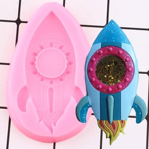 3D Baby Rocket Shape Silicone Mold Space Ship Birthday Party Fondant Cake Decorating Tools Candy Chocolate Cookie Baking Mould