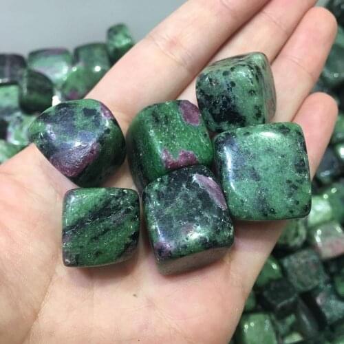 6pcs Natural Ruby Zoisite Stone Cubic Crystal Tumbled Stones Cube Collectible Minerals Specimen for Home Decor