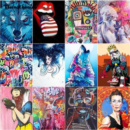 5D Diy Diamond Painting Animals Cross Stitch Kits Full Round Square Diamond Embroidery Abstract Princess Portrait Home Decor