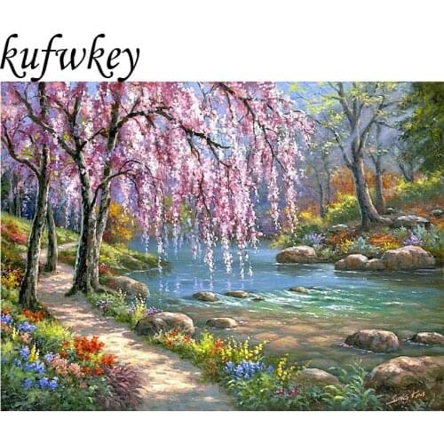 Diy Diamond Painting Landscape Nature Cross Stitch Needlework Diamond Mosaic Diamond Embroidery lake swan Pattern Hobbies Crafts