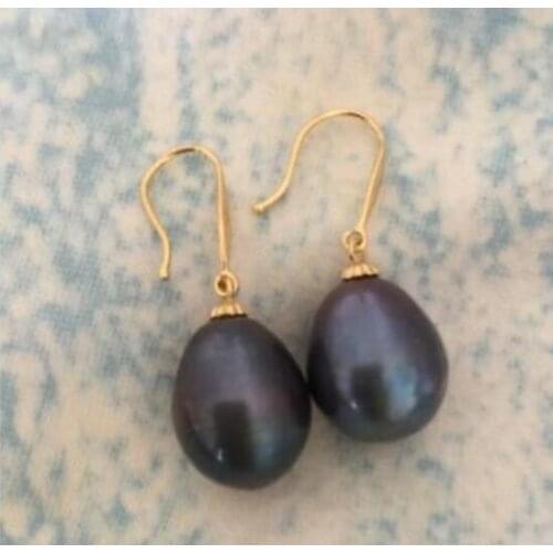 11-13mm baroque black pearl earring