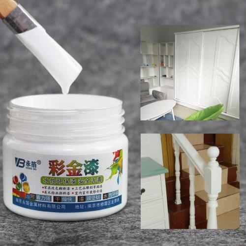 White Bright Gold Paint Metal Lacquer Wood Paint Tasteless Water-based for Any Surface Waterproof Anti-Rust Acrylic Paint 100g