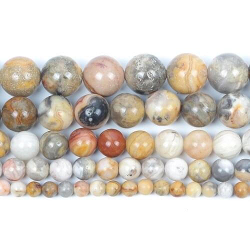 Natural Stone Crazy Agates Charm Round Loose Beads For Jewelry Making Needlework Bracelet DIY Pick Size Strand 4 6 8 10 12 MM