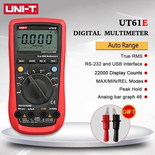 UNI-T UT61E True RMS Digital Multimeter AC DC Volt Ampere Ohm Meter Capacitor Transistor Tester Data Peak