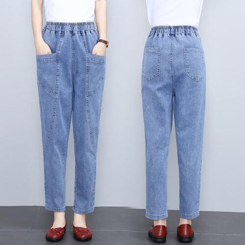 Mom Jeans Women Summer Thin Section 2021New Harlan Carrot Denim Pants Female High Waist Middle-Aged Lady Ninth Cowboy Pants L604