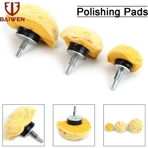 3pcs/Set 6mm Shank Cotton Polishing Wheels Cloth Buffing Pads Grinder for Jewelry Wood Metal Abrasive Tools Mushroom Shape Brush