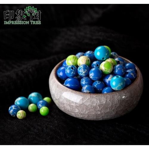 Emperor Turquois e Round Loose Beads 10Pcs Green/Blue/Dark Blue Size 6/8/10mm Loose Beads Fit Necklace DIY Jewelry Makings 1938