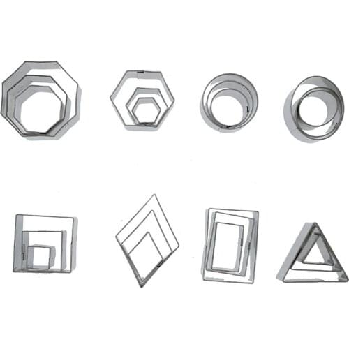 Polymer Clay Tool Metal Cutters Set Mini Heart Star Circle Square Easter Shapes Pottery Cake Cookie Molds Making Supplies