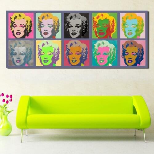 JQHYART Modern Oil Painting Warhol Pop Canvas Art Ten Marilyn Monroe Wall Pictures For Living Room Home Decor