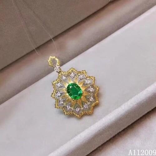 KJJEAXCMY fine jewelry 925 pure silver inlaid natural emerald girl new Pendant elegant Necklace support test hot selling