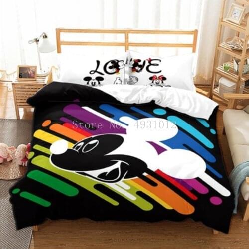 Disney Mickey Minnie Mouse Home Textiles 3D Cartoons Duvet Covers with Pillowcases Bedding Set Children Bed Linings Home Decor