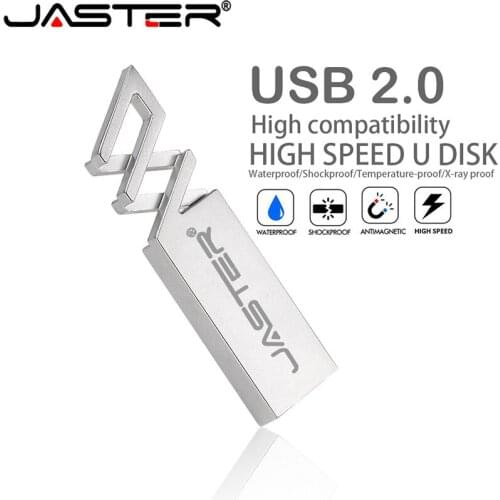 JASTER New hollow Metal Silver USB Flash Drive 4GB 8GB 16GB 32GB 64GB Real Capacity Flash Disk 2.0 Custom LOGO Wholesale