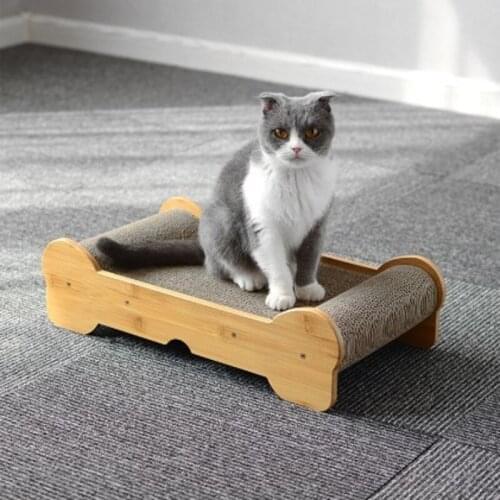Cat Corrugated Paper bed with wood stands Kitten Scratching Board Pet Funny Platform Lounger Sofa for Cats Scratcher Toys CW215