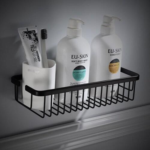 Square Bathroom Shelf Brass Black Shower Shampoo Soap Holder Corner Shelf Bathroom Accessory Storage Organizer Rack Holder