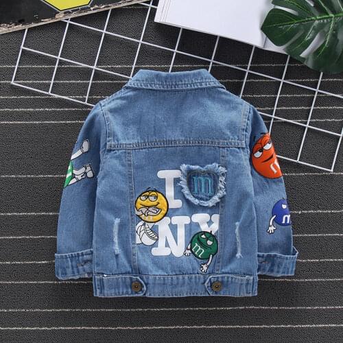 Hot Sale 2021 Denim Jacket For Boys Fashion Coats Children Clothing Autumn Baby Girls Clothes Outerwear Cartoon Jean Jacket Coat