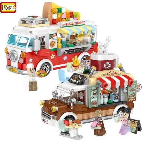 LOZ Mini Blocks City Series Street View 491pcs+ FOOD Truck Fruit/icecream Shop Learning Assemble Toys 1739