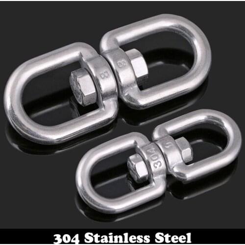 M10 M12 M16 M20 304 Stainless Steel Straight Link Chain Sling Lifting Eye To Eye Rigging Pet Rotary Chain Universal Swivel Ring