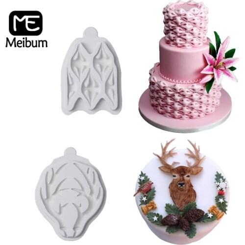 Meibum Fabric Dessert Pastry Decorating Antlers Fondant Molds Gumpaste Sugarcraft Baking Tools Silicone Cake Moulds