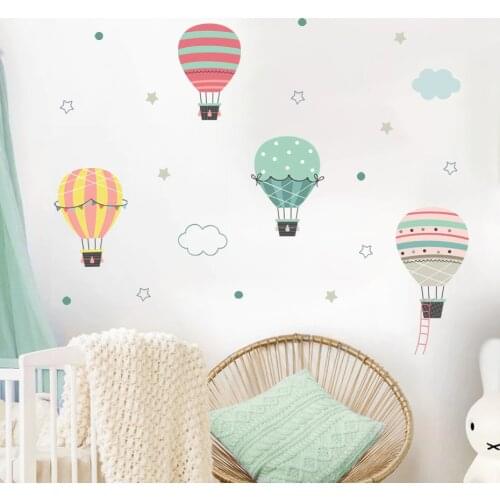Nice Hot Air Balloon Clouds Removable PVC Wall Decals Nursery Art Stickers Wallpaper Posters Gift for Kids Bedroom Home Decor