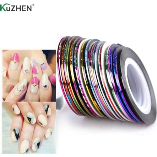30pcs Nail Stickers DIY Decoration Striping Tape Nail Art Tips Line Tool 3d Nail Glitter Sticker Decals For Beauty Nails