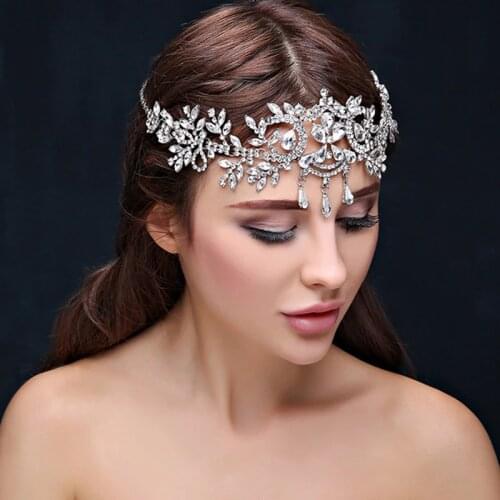 New Fashion Crystal Bridal Hairbands Women Hair Jewelry Wedding Tiaras And Crowns Head Chain Bride Hair Accessories Headbands