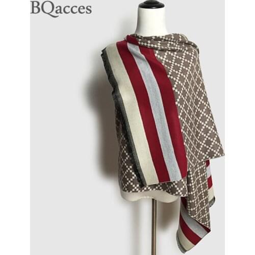 New arrived women geometric stripe cashmere pashmina scarves with tassel lady winter thick wool scarf brand high quality shawl