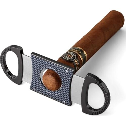 CIGARLOONG Carbon Fiber grain Stainless Steel Cigar Cutter Punch with gift box CL-049