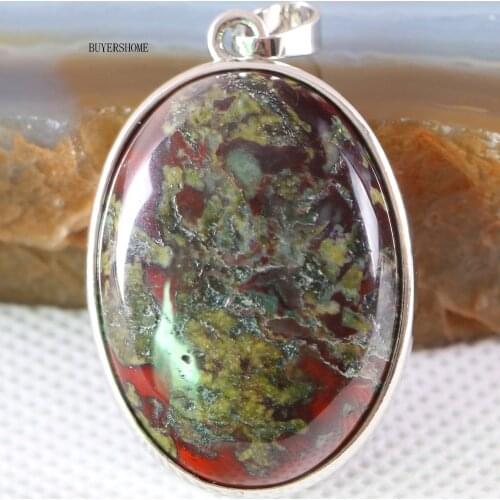 Necklace Pendant Oval CAB Cabochon Natural Bead Red Dragon Blood Stone Women Jewelry Gift 1Pcs K674 Free Shipping