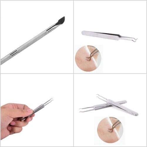 1Pcs 8.8cm Blackhead Tweezers Eyelash Extension Nipper Anti Acid Steel Needle Tweezers Removal Acne Face Care Curved Nail Tool