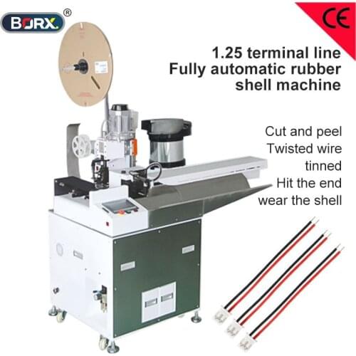 Fully automatic one end plug shell insert and wire tinning machine 2P parallel electric wire tin dipping and punching equipment
