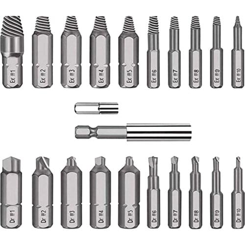 22pcs/Set Durable Anti-Rust HSS Screw Extractor Damaged Screw Remover Easy Out Drill Bits Bolts Headless Screw Extractor